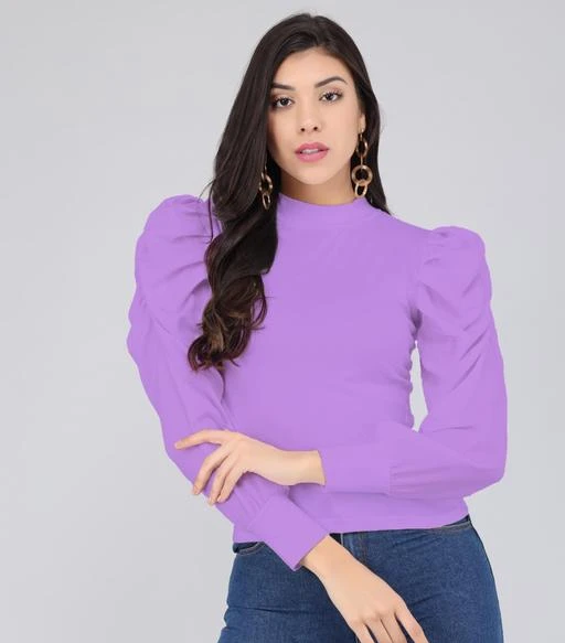 Checkout this latest Tops & Tunics
Product Name: *Lavender Puff Sleeve High Neck Casual Top*
Fabric: Cotton Blend
Sleeve Length: Long Sleeves
Pattern: Solid
Net Quantity (N): 1
Sizes:
S (Bust Size: 28 in, Length Size: 19 in) 
M (Bust Size: 30 in, Length Size: 19 in) 
L (Bust Size: 32 in, Length Size: 19 in) 
Nalax Designs is the ultimate stop for fashion consious  woman looking for international fashion trends, with best quality and at an affordable prices eliminating the gap between luxury and latest fashion, Nalax Designs brings the latest fashion trends to you in a way you won't find anywhere else with its huge range of western wear, bodycon dress,winter wear along with high neck tops at affordable prices.This puff sleeve tops high neck designed in Rib Fabrics which is made of 80% Cotton & 20% Lycra.It makes the dress streachable and breathable.Its fabricmakes it all season wearable puff sleeve tops for women.This is puff sleeves tops for women party wear perfect for party or evening out.
Country of Origin: India
Easy Returns Available In Case Of Any Issue


SKU: NBC-35-LVD
Supplier Name: ANBICH DESIGNS

Code: 962-87428342-999

Catalog Name: Trendy Glamorous Women Tops & Tunics
CatalogID_24882837
M04-C07-SC1020