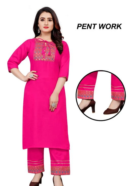 Checkout this latest Kurta Sets
Product Name: *BF-54 PINK COLOR EMBROIDERY KURTA SET FOR WOMEN AND GIRLS*
Kurta Fabric: Cotton
Bottomwear Fabric: Cotton
Fabric: Cotton
Sleeve Length: Short Sleeves
Set Type: Kurta With Bottomwear
Bottom Type: Pants
Pattern: Solid
Net Quantity (N): Single
Sizes:
S (Bust Size: 36 in, Shoulder Size: 14 in) 
M (Bust Size: 38 in, Shoulder Size: 15 in) 
L (Bust Size: 40 in, Shoulder Size: 15 in) 
XL (Bust Size: 42 in, Shoulder Size: 15 in) 
XXL (Bust Size: 44 in, Shoulder Size: 16 in) 
This beautiful kurtI will helps you maintain an elegant look all year long.This kurta pant set made from Cotton This Kurti  is the most loved ethnic wear brand in the India.This Kurti is one fashion destination that brings together all styles of women's wear clothing at one place, giving you a wider selection of trending styles. This Kurti designers are always on the go to add new styles acceptable to the modern Indian woman..
Country of Origin: India
Easy Returns Available In Case Of Any Issue


SKU: BF-54 PINK COLOR
Supplier Name: Bhakti_Fashion.

Code: 514-87740042-996

Catalog Name: Aakarsha Graceful  KURTA SET
CatalogID_24980795
M03-C04-SC1003