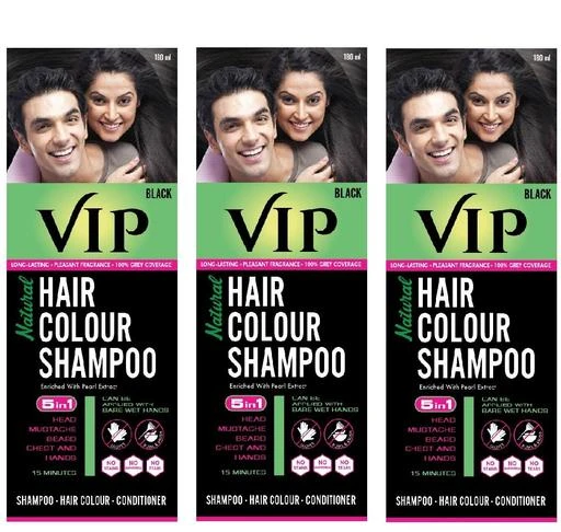  - Vip Hair Colour Black For Men 180ml Pack Of 3 Longlasting Instant