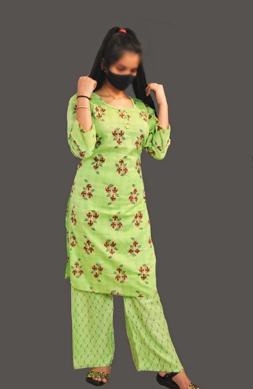 Checkout this latest Kurta Sets
Product Name: *Adrika Superior Women Kurta & Palazzos Sets*
Kurta Fabric: Rayon
Bottomwear Fabric: Rayon
Fabric: Rayon
Sleeve Length: Three-Quarter Sleeves
Set Type: Kurta With Bottomwear
Bottom Type: Palazzos
Pattern: Printed
Net Quantity (N): Single
Sizes:
M, L (Bust Size: 40 in, Kurta Length Size: 40 in, Bottom Length Size: 39 in) 
Palazzo set for Summer with amazing quality and superb colour kurta set it's so comfortable and attractive palazzo set for women
Country of Origin: India
Easy Returns Available In Case Of Any Issue


SKU: G7qmTq1r
Supplier Name: (A.G.T)

Code: 753-87813639-054

Catalog Name: Adrika Superior Women Kurta & Palazzos Sets
CatalogID_25004577
M03-C04-SC1003
