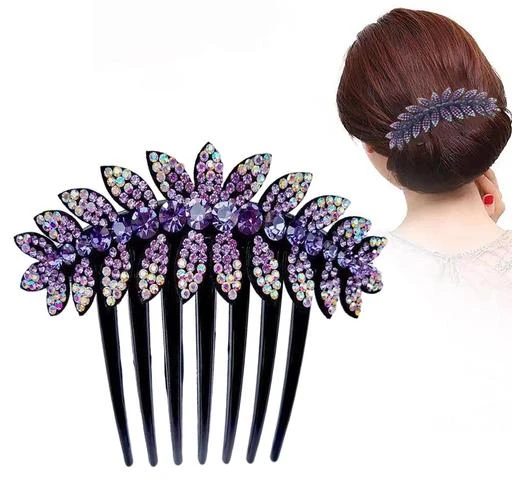  - Purple Leaf Hair Clips For Women Flower Hair Comb Pins Slide Hair