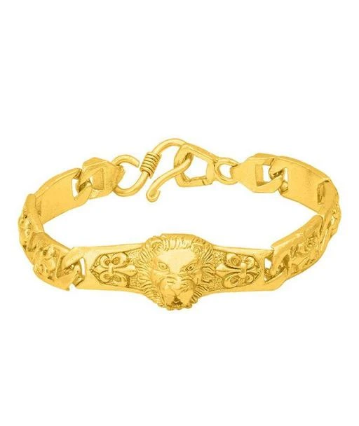 Modern shape Gold plated Lion face Bracelet RJBR105  Rudraksh Art  Jewellery