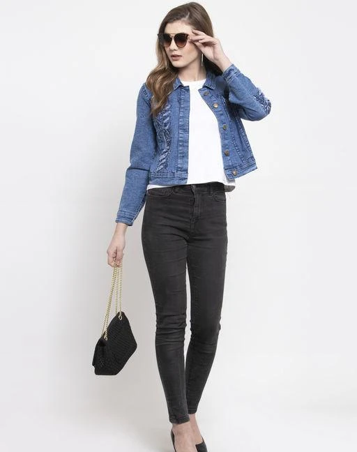 Jackets
Women Fancy Jacket
Fabric: Denim
Sleeve Length: Long Sleeves
Pattern: Solid
Combo of: Single
Sizes: 
S (Bust Size: 36 in Length Size: 18 in) 
XL (Bust Size: 42 in Length Size: 18 in) 
L (Bust Size: 40 in Length Size: 18 in) 
M (Bust Size: 38 in Length Size: 18 in) 
Country of Origin: India
Sizes Available: 

SKU: JKT_8
Supplier Name: ILIYANA

Code: 004-8913255-0021

Catalog Name: Chitrarekha Graceful Women Fancy Jackets
CatalogID_1531722
M04-C07-SC1023