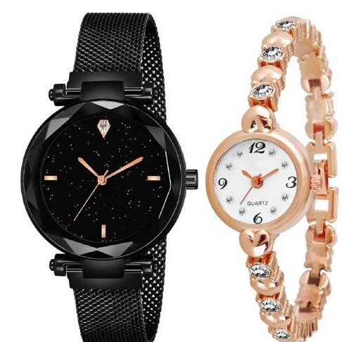 Checkout this latest Analog Watches
Product Name: *LATEST COMBO OF MAGNET WATCH AND BRACELET Analog WATCH FOR WOMEN*
Strap Material: Metal
Dial Color: Black
Dial Shape: Round
Power Source: Battery Powered
Net Quantity (N): 1
Sizes: 
Free Size (Dial Diameter Size: 20 mm) 
Country of Origin: India
Easy Returns Available In Case Of Any Issue


SKU: MS-BLACK-PANIGOLD
Supplier Name: heer enterprise

Code: 972-8918773-507

Catalog Name: Trendy Women Watches
CatalogID_1533021
M05-C13-SC1087