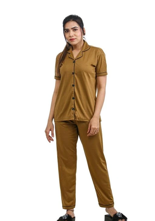 Cotton Ladies Full Sleeve Night Suit Shirt and Pants