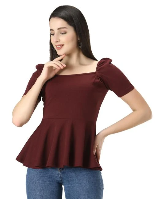 Checkout this latest Tops & Tunics
Product Name: *Trendy Casual Stylish Peplum Top For Women Western Wear With Puffed Sleeves And Sweetheart Neck. (WINE)*
Fabric: Lycra
Sleeve Length: Short Sleeves
Pattern: Solid
Net Quantity (N): 1
Sizes:
XS, S, M, L, XL, XXL, XXXL
Get your hands on this stylish casual peplum top for women that features a sweetheart neckline along with elasticated sleeves at shoulders, made up with super soft and comfortable stretchable fabric that has a self design in it. You can also wear this western wear top as dual top off shoulder top with jeans, trousers or skirts easily and get trendy semi formal fashionable look. Juliet puffed sleeves top is stitched with perfection so it gives princess look. Pair this up with your favorite denims and heels to get that awesome valentine looks. Best gift for women of any age group. . Made with love in India. Available in multiple colors to suit your mood and choice. All our products are designed and crafted keeping you in mind, customer satisfaction is our main priority and we put best efforts for your satisfaction.
Country of Origin: India
Easy Returns Available In Case Of Any Issue


SKU: Z71-002-TOP
Supplier Name: PINGAKSH INTERNATIONAL

Code: 073-90900441-9951

Catalog Name: Trendy Feminine Women Tops & Tunics
CatalogID_25934304
M04-C07-SC1020