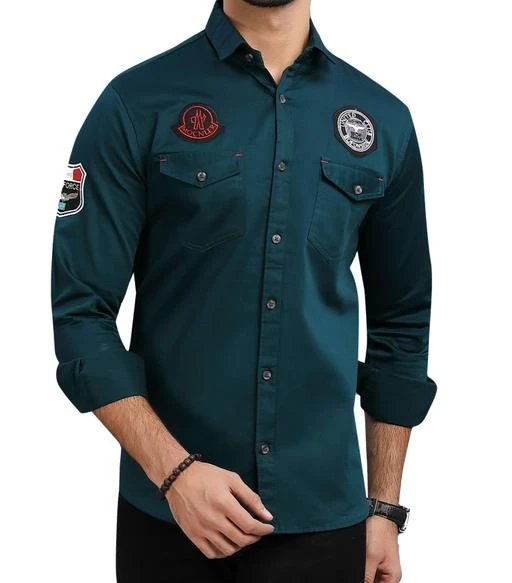 Checkout this latest Shirts
Product Name: *Trendy Latest Men's Casual Shirt*
Fabric: Cotton
Sleeve Length: Long Sleeves
Pattern: Solid
Net Quantity (N): 1
Sizes:
S (Chest Size: 38 in, Length Size: 27 in) 
M (Chest Size: 40 in, Length Size: 27 in) 
L (Chest Size: 42 in, Length Size: 27.5 in) 
XL (Chest Size: 44 in, Length Size: 28.5 in) 
This is solid cargo shirt for men. Made with pure cotton fabric. Having double pocket on chest. 4 stylish labels on this shirt makes it more attractive and fashionista.
Country of Origin: India
Easy Returns Available In Case Of Any Issue


SKU: SF_CARGO71_BOTTLEGREEN
Supplier Name: SONI FASHION

Code: 484-91726934-9981

Catalog Name: Urbane Fashionista Men Shirts
CatalogID_26198358
M06-C14-SC1206