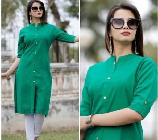 Checkout this latest Kurtis
Product Name: *Abhisarika Refined Kurtis*
Fabric: Cotton
Sleeve Length: Short Sleeves
Pattern: Solid
Combo of: Single
Sizes:
M (Bust Size: 38 in, Size Length: 42 in) 
L (Bust Size: 40 in, Size Length: 42 in) 
XL (Bust Size: 42 in, Size Length: 42 in) 
XXL (Bust Size: 44 in, Size Length: 42 in) 
Pure Cotton Kurta Length -Up To -42 ,Button Work 
Country of Origin: India
Easy Returns Available In Case Of Any Issue


SKU: Rama Green_SIngle Kurta 
Supplier Name: PRATIK FASHION'

Code: 213-92079609-999

Catalog Name: Abhisarika Refined Kurtis
CatalogID_26302123
M03-C03-SC1001