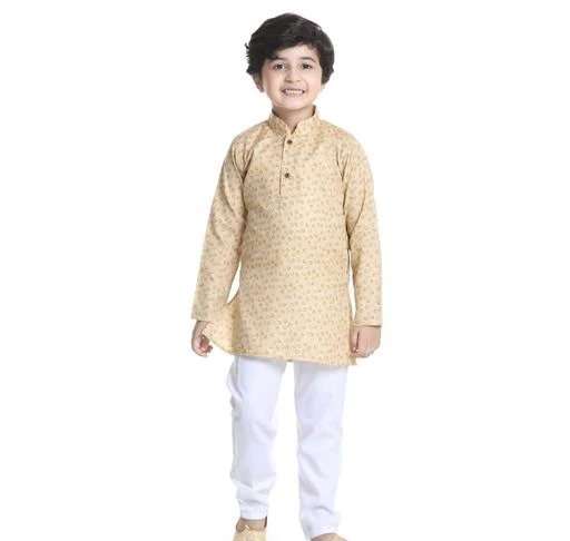 Checkout this latest Kurta Sets
Product Name: *Kidling Cotton Printed Ethnic Wear Beige Kurta Pyjama for Boys*
Top Fabric: Cotton
Bottom Fabric: Cotton Blend
Sleeve Length: Long Sleeves
Bottom Type: pyjamas
Top Pattern: Printed
Net Quantity (N): 1
Update your little boy’s wardrobe with the latest traditional Indian FAWN Kurta Pyjama with curated collection from AJ Dezines. Made from cotton, this boys outfit comprises of a full sleeve kurta and pair of pyjamas that will make your little one look ready for the occasion. Featuring Kurta has mandarin collar, long sleeves, printed, two pocket and short button placket. Pyjama has good quality elastic for extra comfort and durability. The outfit is not just stylish but also comfortable. Suitable for party, wedding, festival, ceremony and occasions. We are a leading Brand in kids wear with wide range of kids clothing which includes kids ethnic, party and casual wear.
Sizes: 
10-11 Years
Country of Origin: India
Easy Returns Available In Case Of Any Issue


SKU: K-3036-FAWN 
Supplier Name: Kidling

Code: 464-92423542-9941

Catalog Name: Tinkle Funky Kids Boys Kurta Sets
CatalogID_26413356
M10-C32-SC1170
