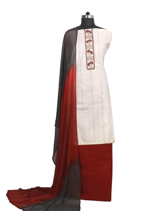 Checkout this latest Semi-Stitched Suits
Product Name: *BF-58 Embroidery Cream Color Dress Material With Rust Bottom*
Top Fabric: Cotton
Lining Fabric: No Lining
Bottom Fabric: Cotton
Multipack: Single
Sizes: 
Semi Stitched (Top Bust Size: Up To 32 in, Top Length Size: 43 in, Bottom Length Size: 2.1 in, Dupatta Length Size: 2.25 in) 
Country of Origin: India
Easy Returns Available In Case Of Any Issue


SKU: BF-58 Cream With Rust Bottom
Supplier Name: Bhakti_Fashion.

Code: 036-92611624-9941

Catalog Name: Trendy Refined Semi-Stitched Suits
CatalogID_26476594
M03-C05-SC1522