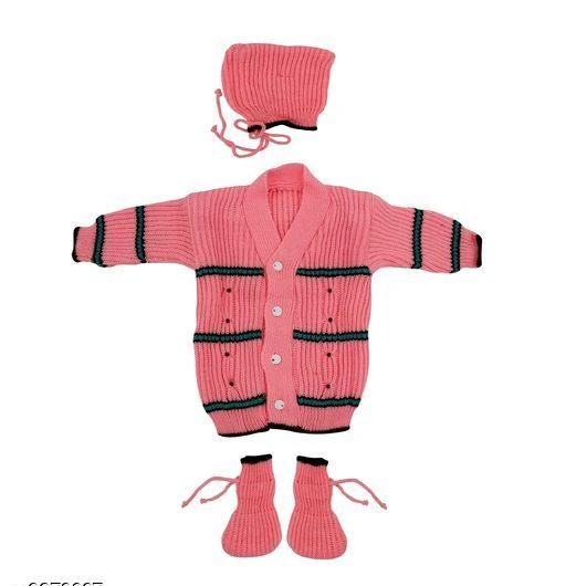 Checkout this latest Sweaters
Product Name: *Baby Boys & Baby Girls Casual Sweater Set ( 0-6 Months )*
Fabric: Wool
Sleeve Length: Long Sleeves
Pattern: Striped
Multipack: 1
Sizes: 
0-3 Months, 0-6 Months (Bust Size: 14 in, Length Size: 22 in, Waist Size: 19 in) 
3-6 Months
Easy Returns Available In Case Of Any Issue


Catalog Rating: ★4 (81)

Catalog Name: Pretty Trendy Girls Sweaters
CatalogID_1617671
C62-SC1149
Code: 692-9276697-994
