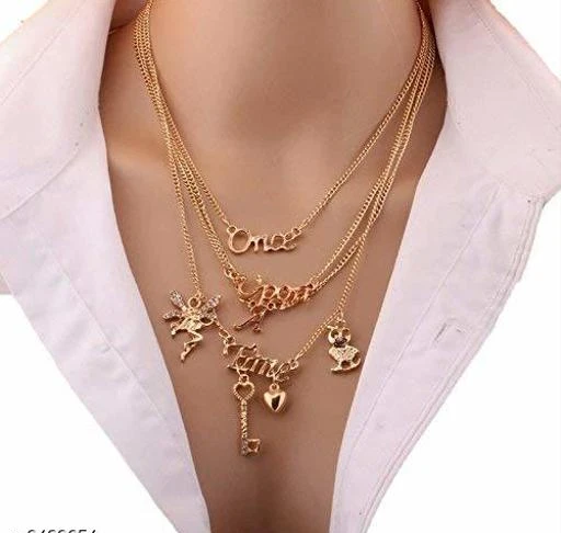 Buy Checkout This Latest Pendants Lockets Product Name Arzonai Once Upon A Time Latest Design Fancy 4 Layer Stylish Necklace Jewelry New Gift For Women Girls For Party Wear Golden