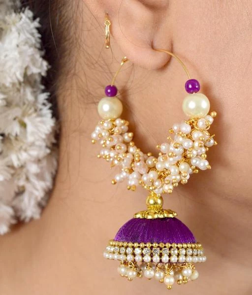 Purple jhumka online earrings