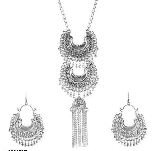 Checkout this latest Jewellery Set
Product Name: *Women's Oxidised Silver Jewellery Set*
Base Metal: Brass
Plating: Gold Plated
Stone Type: Artificial Stones & Beads
Sizing: Adjustable
Type: Necklace and Earrings
Multipack: 1
Country of Origin: India
Easy Returns Available In Case Of Any Issue


Catalog Rating: ★3.9 (116)

Catalog Name: Free Gift Allure Chic Jewellery Sets
CatalogID_1668363
C77-SC1093
Code: 561-9481587-423