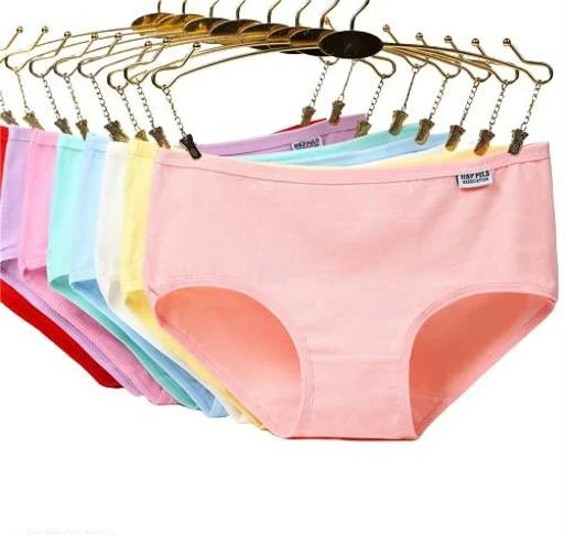  Organic Cotton Womens Underwear Mid Waist Briefs Panty Solid  Color