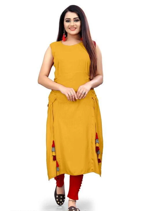 Checkout this latest Kurtis
Product Name: *Women Rayon A-line Solid Mustard Kurti*
Fabric: Rayon
Sleeve Length: Sleeveless
Pattern: Solid
Combo of: Single
Sizes:
M (Bust Size: 38 in, Size Length: 52 in) 
Easy Returns Available In Case Of Any Issue


SKU: dori_3_(1)
Supplier Name: SHREEJI CREATION

Code: 634-9510522-6111

Catalog Name: Women Rayon A-line Solid Mustard Kurti
CatalogID_1675026
M03-C03-SC1001
