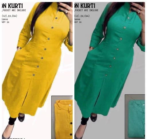 Checkout this latest Kurtis
Product Name: *Women Khadi Cotton High- Slit Solid Yellow Kurti*
Fabric: Khadi Cotton
Sleeve Length: Three-Quarter Sleeves
Pattern: Solid
Combo of: Combo of 2
Sizes:
L, XL (Bust Size: 42 in, Size Length: 48 in) 
XXL (Bust Size: 44 in, Size Length: 48 in) 
Country of Origin: India
Easy Returns Available In Case Of Any Issue


SKU: YELLOW_COTTAN&_GREEN_COTTAN
Supplier Name: Nejadhari Fashion

Code: 855-9557254-4251

Catalog Name: Women Khadi Cotton High- Slit Solid Yellow Kurti
CatalogID_1686051
M03-C03-SC1001