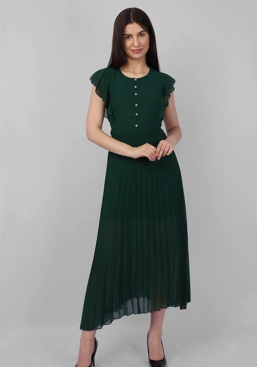 Checkout this latest Dresses
Product Name: *Classic Graceful Women Dresses*
Fabric: Georgette
Sleeve Length: Short Sleeves
Pattern: Solid
Sizes:
S (Bust Size: 36 in) 
M (Bust Size: 38 in) 
RVS FASHION MART, brings to you this beautiful below knee length dress for women which is made from Georgette fabric . This dress has been designed keeping in mind the latest trends in contemporary casual fashion The dress features a beautiful flair and has a beautiful pattern around the outfit. . This gives the garment a contemporary look and feel. Pair this dress, with a pair of stylish heels and a matching clutch for a complete casual look for a casual event, a party or an evening with friends.
Country of Origin: India
Easy Returns Available In Case Of Any Issue


SKU: RVS0239A_Bottle Green_Pleated Dress
Supplier Name: RVS FASHION MART

Code: 934-95574968-9971

Catalog Name: Classic Fashionista Women Dresses
CatalogID_27385948
M04-C07-SC1025