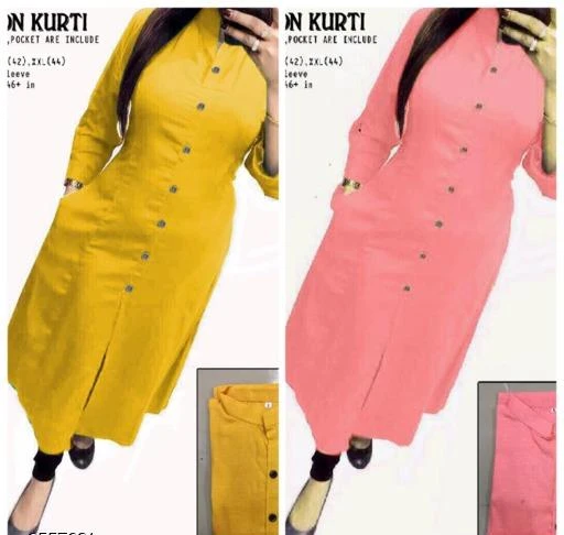 Checkout this latest Kurtis
Product Name: *Women Khadi Cotton High- Slit Solid Yellow Kurti*
Fabric: Khadi Cotton
Sleeve Length: Three-Quarter Sleeves
Pattern: Solid
Combo of: Combo of 2
Sizes:
L, XL (Bust Size: 42 in, Size Length: 48 in) 
XXL (Bust Size: 44 in, Size Length: 48 in) 
Country of Origin: India
Easy Returns Available In Case Of Any Issue


SKU: YELLOW_COTTAN&_PEACHCOTTAN
Supplier Name: Nejadhari Fashion

Code: 855-9557631-4251

Catalog Name: Women Khadi Cotton High- Slit Solid Yellow Kurti
CatalogID_1686146
M03-C03-SC1001