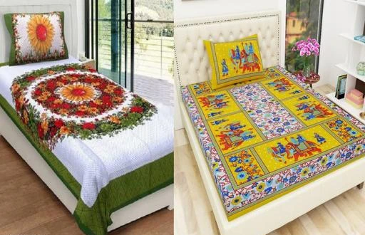 Checkout this latest Bedsheets_0-500
Product Name: *Combo Pack of 2 Jaipuri Single Bedsheet with 2 pillow covers*
Fabric: Cotton
No. Of Pillow Covers: 2
Thread Count: 144
Multipack: Pack Of 2
Sizes:
Single (Length Size: 88 in Width Size: 58 in Pillow Length Size: 17 in Pillow Width Size: 27 in)
Country of Origin: India
Easy Returns Available In Case Of Any Issue


Catalog Rating: ★3.9 (71)

Catalog Name: Graceful Alluring Bedsheets
CatalogID_1693934
C53-SC1101
Code: 125-9589135-5031