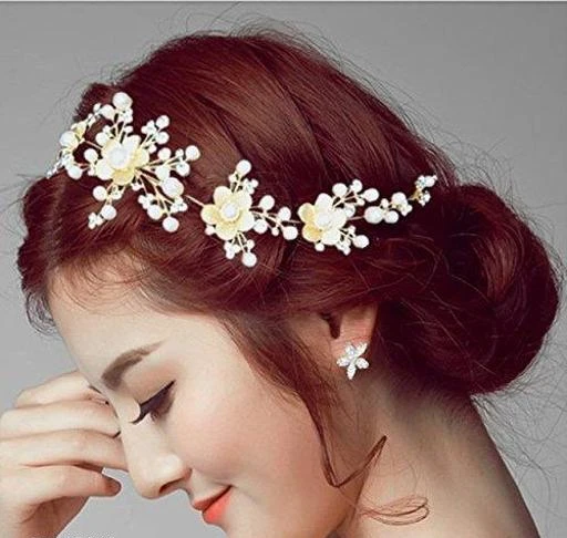 Korean Fancy Hair ClipsHair Accessories with Pearls for girls HCA5754  White  Al Washia Accessories