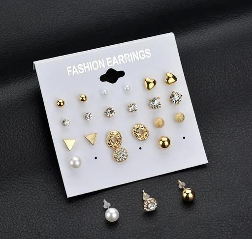 Checkout this latest Earrings & Studs
Product Name: *Jewels Galaxy Glitzy AAA AD Heart Round and Geometric Plushy 12 Pair of Stud Earrings For Women/Girls*
Base Metal: Alloy
Plating: Gold Plated
Stone Type: No Stone
Sizing: Non-Adjustable
Type: Studs
Amaze your loved ones with your stunning and flawless personality with the designer imitation hoop earrings that will modify your image into mesmerizing beauty. Women cherished designer hoop earrings to style up their fashion statement and complete their attire. Stupefying crystal earrings from the house of Jewels Galaxy is an exceptionally designed gold plated hoop earrings studded with multi-coloured crystals to bring out best in your style.
Country of Origin: India
Easy Returns Available In Case Of Any Issue


SKU: JG-PC-ERGAA-149
Supplier Name: RS_JEWELS

Code: 381-96214113-9921

Catalog Name: Fancy Earrings & Studs
CatalogID_27556114
M05-C11-SC1091