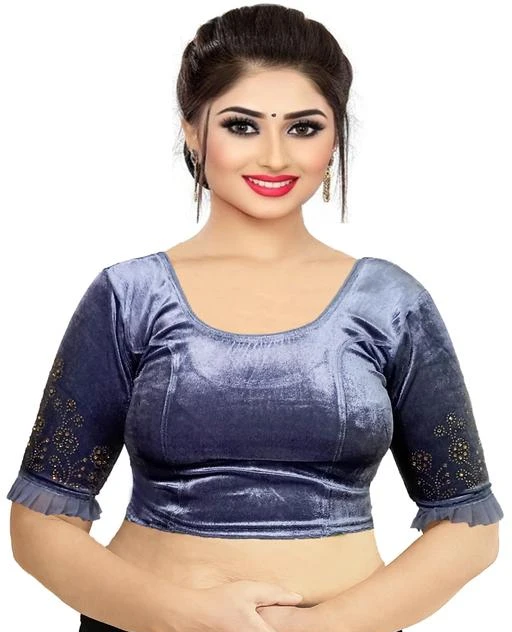 Checkout this latest Blouses
Product Name: *PU Fashion Partywear Velvet Blouse Special Wedding Collection Diamond Work *
Fabric: Velvet
Fabric: Velvet
Sleeve Length: Short Sleeves
Pattern: Solid
The PU Fashion velvet Blouse is Readymade Stretchable Velvet Blouse ( Stitched Blouse ). This Readymade Blouse for Women is designed as per the Latest trends giving the Best Experience to the Indian Women. This Exclusive Latest Designer Readymade Stretchable Blouse is Ready to Wear and Perfectly Fit for Indian Women. The Stretchable Velvet Blouse is Made from Premium quality Stretchable Velvet Lyrca and The Length of The Blouse is 15 Inch and The Bust Size is 28 To 42 Inches (As It is Stretchable). This Hosiery Stretchable Saree Blouse for Women is Highly Comfortable and Highly Pick for any Season. This Stretchable Readymade Blouse is Ideal for Party, Wedding, Ceremony & In any Festive Occasions. It’s a pure cotton lycra stretchable blouse. We have designer latest stylish blouse in Round neck, chain patterns; net patterns; backless; slim fit; regular fit; casual wear collection of readymade Blouses. Saree blouse ready-made cotton free size readymade new combo Provide cotton crop top back stretchable gold color designs pack stretch stitched traditional three quarter sleeves. We have latest designer blouse collection as latest fashion trend. The design and soft fabric lets the wearer enjoy optimum comfort. The breathable lycra material allows proper air circulation. 
Sizes: 
26, 28, 30, 32 (Bust Size: 32 in, Length Size: 15 in) 
34, 36
Country of Origin: India
Easy Returns Available In Case Of Any Issue


SKU: PU-BLS-552-Grey-A
Supplier Name: PU Fashion

Code: 073-98198399-999

Catalog Name: New Women Blouses
CatalogID_28175599
M03-C06-SC1007