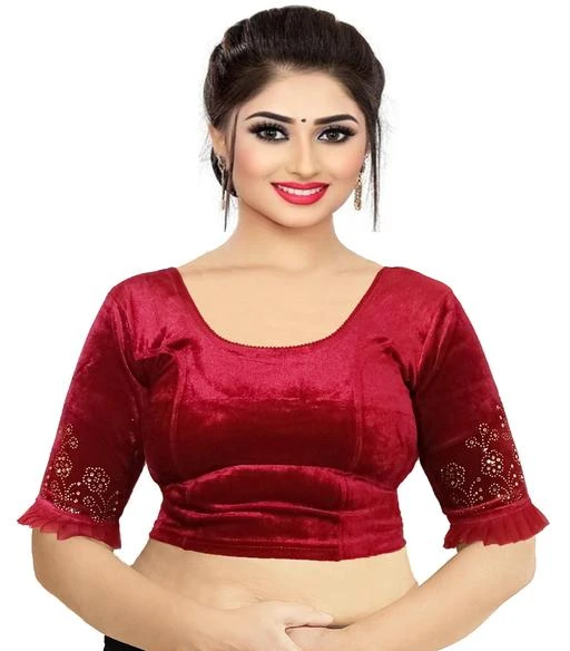 Checkout this latest Blouses
Product Name: *PU Fashion Partywear Velvet Blouse Special Wedding Collection Diamond Work *
Fabric: Velvet
Fabric: Velvet
Sleeve Length: Short Sleeves
Pattern: Solid
The PU Fashion velvet Blouse is Readymade Stretchable Velvet Blouse ( Stitched Blouse ). This Readymade Blouse for Women is designed as per the Latest trends giving the Best Experience to the Indian Women. This Exclusive Latest Designer Readymade Stretchable Blouse is Ready to Wear and Perfectly Fit for Indian Women. The Stretchable Velvet Blouse is Made from Premium quality Stretchable Velvet Lyrca and The Length of The Blouse is 15 Inch and The Bust Size is 28 To 42 Inches (As It is Stretchable). This Hosiery Stretchable Saree Blouse for Women is Highly Comfortable and Highly Pick for any Season. This Stretchable Readymade Blouse is Ideal for Party, Wedding, Ceremony & In any Festive Occasions. It’s a pure cotton lycra stretchable blouse. We have designer latest stylish blouse in Round neck, chain patterns; net patterns; backless; slim fit; regular fit; casual wear collection of readymade Blouses. Saree blouse ready-made cotton free size readymade new combo Provide cotton crop top back stretchable gold color designs pack stretch stitched traditional three quarter sleeves. We have latest designer blouse collection as latest fashion trend. The design and soft fabric lets the wearer enjoy optimum comfort. The breathable lycra material allows proper air circulation. 
Sizes: 
26, 28, 30, 32 (Bust Size: 32 in, Length Size: 15 in) 
34, 36
Country of Origin: India
Easy Returns Available In Case Of Any Issue


SKU: PU-BLS-552-Maroon-A
Supplier Name: PU Fashion

Code: 073-98198401-999

Catalog Name: New Women Blouses
CatalogID_28175599
M03-C06-SC1007