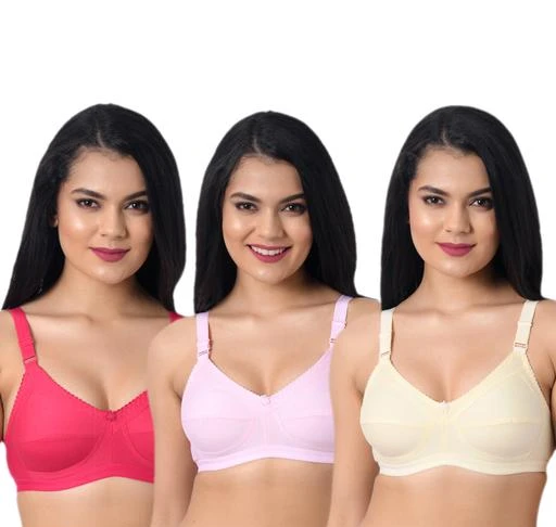 Checkout this latest Bra
Product Name: *Women Non Padded Everyday Bra*
Fabric: Hosiery
Print or Pattern Type: Solid
Padding: Non Padded
Type: Everyday Bra
Wiring: Non Wired
Seam Style: Seamed
Multipack: 3
Sizes:
32B (Underbust Size: 29 in, Overbust Size: 35 in) 
34B (Underbust Size: 31 in, Overbust Size: 37 in) 
36B (Underbust Size: 33 in, Overbust Size: 39 in) 
38B (Underbust Size: 35 in, Overbust Size: 41 in) 
40B (Underbust Size: 37 in, Overbust Size: 43 in) 
42B (Underbust Size: 39 in, Overbust Size: 45 in) 
32C, 34C, 36C, 38C, 40C, 32D, 36D, 38D, 40D
Country of Origin: India
Easy Returns Available In Case Of Any Issue


Catalog Rating: ★4.3 (65)

Catalog Name: Women Non Padded Everyday Bra
CatalogID_1766666
C76-SC1041
Code: 815-9917338-1041