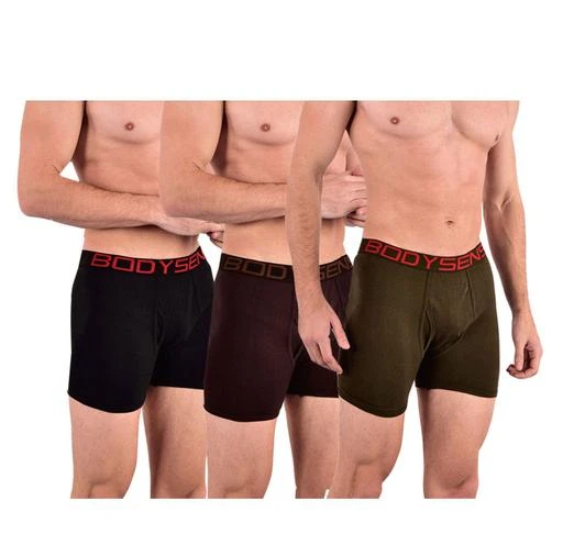 Checkout this latest Trunks
Product Name: *BodySense® Men's & Boys Cotton Comfort Trunk Underwear (Pack of 3)*
Fabric: Cotton Blend
Pattern: Solid
Net Quantity (N): 3
Color: GREEN, BROWN, BLACK | Fit Type: Modern Trunk | Features: Super-soft, Breathable,Expressive | Super combed Cotton rib fabric | Ultrasoft and durable exposed waistband | Engineered to prevent ride up | Double layered contoured pouch | 100% Made in India| Type: men underware combo | men underwear | mens & boys underwears 60CM, 65CM, 70CM, 75CM, 80CM, 85CM, 95CM, 100CM, 105CM, 110CM  Our trunks check all boxes, short in the leg, minimal design with a generous pouch for all day comfort. We’ve made the greatest fitting Trunks of all time that just sit coolly on your mid-torso, making you forget that they’re even on. |  Care Guide For Best Performance:- Hand Wash Cold | Hang to Dry | Do Not Iron, Do Not Bleach
Sizes: 
24 (Waist Size: 24 in, Hip Size: 28 in, Length Size: 11 in) 
26 (Waist Size: 26 in, Hip Size: 30 in, Length Size: 11 in) 
28 (Waist Size: 28 in, Hip Size: 32 in, Length Size: 12 in) 
30 (Waist Size: 30 in, Hip Size: 34 in, Length Size: 12 in) 
32 (Waist Size: 32 in, Hip Size: 36 in, Length Size: 12 in) 
34 (Waist Size: 34 in, Hip Size: 38 in, Length Size: 13 in) 
36 (Waist Size: 36 in, Hip Size: 40 in, Length Size: 13 in) 
38 (Waist Size: 38 in, Hip Size: 42 in, Length Size: 13 in) 
40 (Waist Size: 40 in, Hip Size: 44 in, Length Size: 14 in) 
42 (Waist Size: 42 in, Hip Size: 46 in, Length Size: 14 in) 
Country of Origin: India
Easy Returns Available In Case Of Any Issue


SKU: Green-Brown-Black-Men's-Cotton-Modern-Trunk-Pack-of-3
Supplier Name: Shopolica

Code: 504-99632712-296

Catalog Name: Stylus Men Trunks
CatalogID_28617338
M06-C19-SC1216